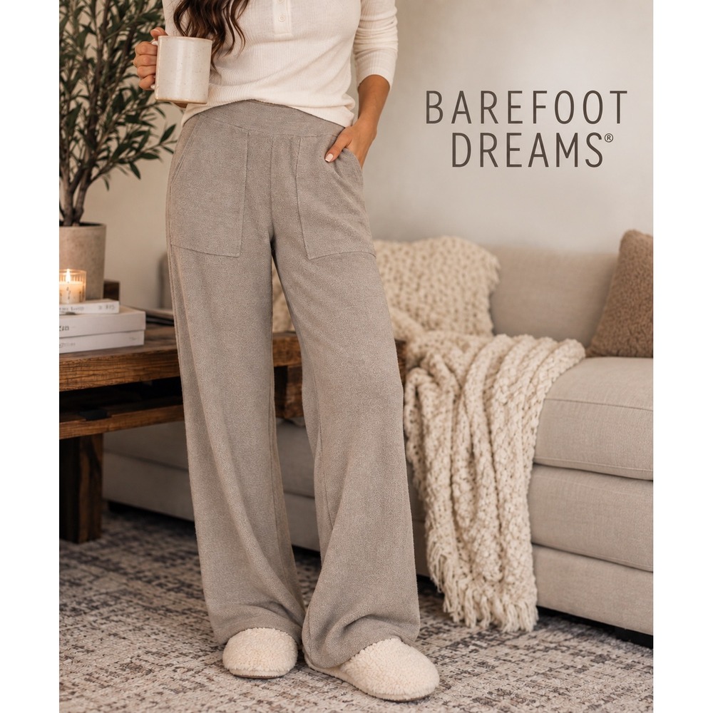 Barefoot Dreams CozyChic Ultra Lite Wide Leg Lounge Pants XS Taupe